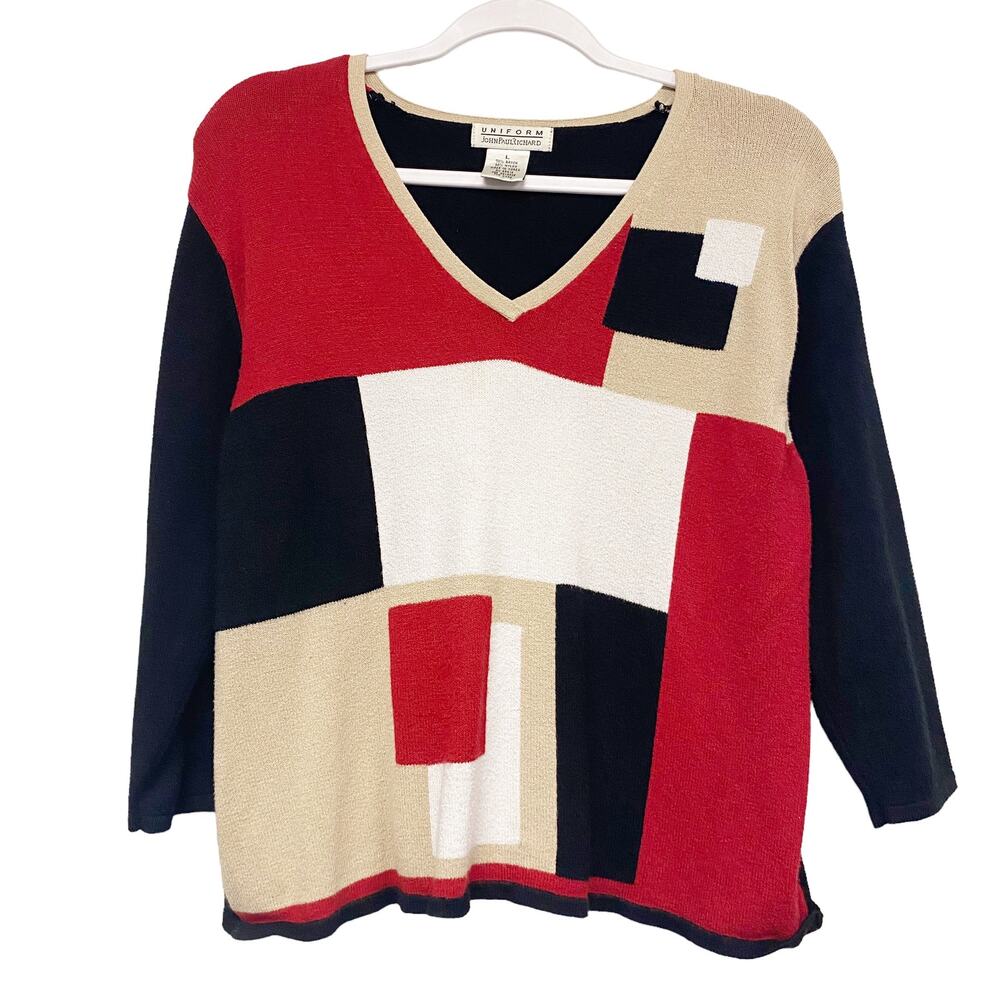 Vintage Uniform John Paul Richard Womens Size L Knit Art Sweater